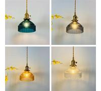 Lampes suspendues d'intérieur japonaises en verre, décoration moderne en laiton, lampe suspendue Led pour chambre à coucher et cuisine, ampoule E27 gris ambre