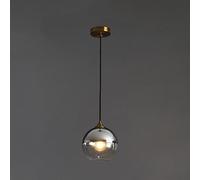 Lampes suspendues pour îlot de Cuisine, Boule de Verre fumé Noir Moderne, plafonnier Suspendu en Verre ambré chromé, Lustre Industriel Vintage pour Salle à Manger, Restaurant, Bar,