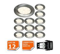 LampesEcoEnergie Lot de 12 spot led encastrable complète ronde fixe alu brossé blanc neutre eq. 50w