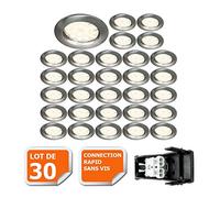 LampesEcoEnergie Lot de 30 spot led encastrable complète ronde fixe alu brossé blanc neutre eq. 50w