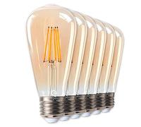 LampesEcoEnergie Lot de 6 Ampoules LED Style Vintage Teardrop ST64 doré 7 watt (eq.60 watt) Culot E27