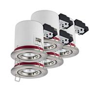 LampesEcoEnergie Support Spot Encastrable - Lot de 5 Supports Orientables pour Spots Ampoules LED BBC - Partie Visible 100mm en Aluminium Brossé, Douille GU10 - Remplacement Ampoule Simple & Rapide