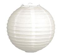 Lampion De Papier, 20cm Ø, Blanc, Av. Pied En Métal, Sachet 2 Pièces