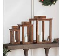 Lampion d'exterieur - lanterne d'exterieur Vidaxl Lanterne 3 pcs Naturel Bois d'Acajou