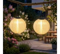 Lampe solaire Lampion Lampe d'extérieur LED Lampe suspendue de jardin sableLampe d'extérieur suspendue, acier inoxydable plastique, blanc chaud, DxH 30x 55 cm, set de 2