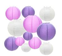 Lampion Papier, 12 Pièces Lanterne en papier Ronde Lampions en Papier Boule pour Décoration Mariage Maison, Garden Party Décoration et intérieure Patio Café