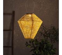 Lampion solaire LED, forme diamant, en Tyvek, 40 cm, lumière blanche chaude