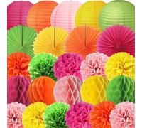 lampion,suspension boule papier,kit decoration anniversaire,décorations de fête