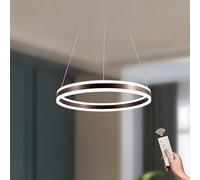 LAMPLAY Lampe Suspendue Ronde Moderne À LED, 1 Anneau Brun, Intensité Variable Avec Télécommande 3000K-6000K, Hauteur Réglable, Pour Hall, Salon, Chambre À Coucher, Salle À Manger, Cuisine(Ø40 cm)