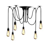 Lampop Suspension Luminaire Induistrielle Lampe Araignée 6 Bras Réglable Lampe Lustre Rétro Vintage Multi-Lumière Eclairage de plafond Luminaire Pendentif pour Chambre Restaurant Bar