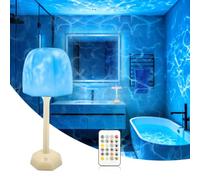 Lamptobe Lampe de Douche étanche avec projecteur à vagues océaniques | 16 Couleurs Rechargeable Lampe d'ambiance sans fil avec télécommande et commande tactile pour salle de bain baignoire spa