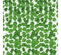 LAMXD Lot de 12 guirlandes de lierre artificielles, résistantes aux UV, plantes vertes à suspendre pour décoration de chambre, fête, mariage, bureau, jardin, décoration murale