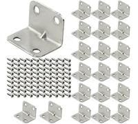 LAMXD Lot de 20 équerres d'angle, en acier inoxydable en forme de L, support à angle droit, fixation robuste à 90 degrés avec 80 vis