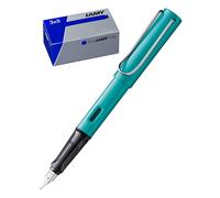 Lamy AL-star Lot de 3 stylos plume en aluminium tourmaline avec poignée ergonomique et plume en acier poli, largeur de trait fine T10, carton d'origine - Encre bleue
