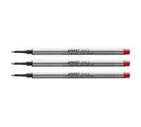 Lamy M63 recharge roller en métal grande capacité - Lot de 3 - Recharge originale pour tous les stylos roller avec capuchon - Indélébile - Largeur de trait moyenne, encre rouge