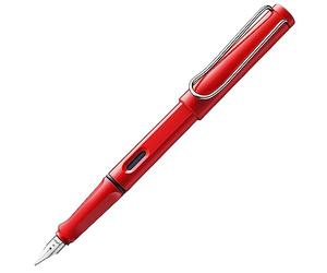 Lamy safari red - Stylo Plume avec grip ergonomique et plume acier pour gaucher (LH) en taille M - matière plastique robuste ASA - avec cartouche bleue T 10