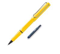 Lamy Safari roll-ink - Stylo à cartouche d'encre jaune - Stylo classique intemporel avec poignée ergonomique et largeur de trait M - Boîtier en plastique ASA robuste - Avec cartouche d'encre +