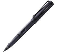 Lamy safari steel black - Stylo Plume avec grip ergonomique et plume acier poli en taille EF - matière plastique robuste ASA - avec cartouche bleue T 10 - Droitier