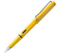 Lamy safari yellow - Stylo Plume avec grip ergonomique et plume acier poli en taille M - matière plastique robuste ASA - avec cartouche bleue T 10 - Droitier