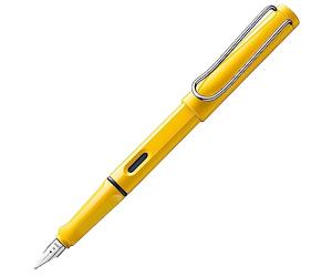 Lamy safari yellow - Stylo Plume avec grip ergonomique et plume acier polie pour gaucher (LH) en taille M - matière plastique robuste ASA - avec cartouche bleue T 10