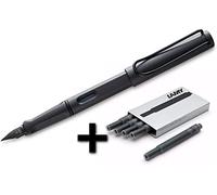 Lamy Sarari Stylo Plume, Noir Mat, avec 6 Cartouches d'encre Noir- Taille F