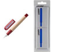 Lamy Stylo plume ABC Rouge Droitier & T10 1220536 - Lot de 10 cartouches d'encre Bleu