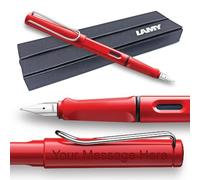 Lamy Stylo plume gravé Safari Rouge Excellent cadeau pour l'école ou le bureau à domicile (pointe large)