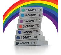 Lamy T10 Lot de 7 paquets de cartouches d'encre de rechange pour stylo-plume Lamy - Assortiment de couleurs - Noir, rouge, bleu effaçable, vert, violet, turquoise, bleu noir 1 paquet par couleur - Une couleur par paquet, 35 cartouches au total
