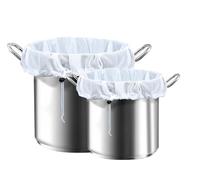 LANANUVO 2 Pièces Sacs de Brassage Polyester, Réutilisable Sac de Filtration Poche Filtrante avec Cordon Sacs Filtrants Blancs pour Vin, Bière, Filtre à Fruits, Lait Végétal, Fruits et Yogourt