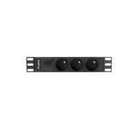 Lanberg PDU 1U - 3 Prises Type E - Coupleur C14 - 220-250V 10A - Câble 2m - Montage Horizontal - Dimensions 203x45x44.5mm