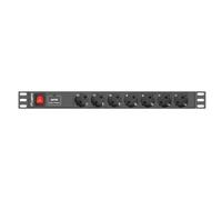 Lanberg PDU 1U - 7 prises Type F, C14, 2 m, 220-250V, 10A, Noir