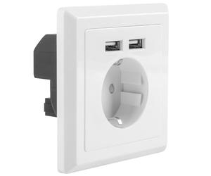 LANBERG ROSETA PARED 230V SCHUKO 16A 2X USB 2.1 A Blanco