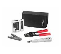 Kit d'outils réseau Lanberg NT-0301 : Testeur de câble, pince à sertir, outil de dénudage pour câbles RJ45 et RJ11.