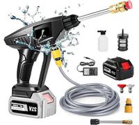 Lance à haute pression sans fil - Lance de nettoyage à batterie - Nettoyant multi-usages pour la voiture et le jardin - Technologie d'aspiration, de pulvérisation et de jet - 60 bars, tuyau d'arrosage