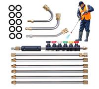 Lance Extensible Haute Pression kit perche télescopique pour nettoyage du | Kit Perche Nettoyage Gouttières Maison Jardin Extérieur Arrière-Cour Terrasse Clôture Béton Patio