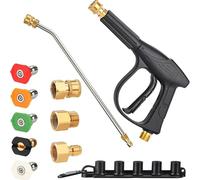 Lance Nettoyeur Haute Pression,Pistolet Nettoyeur Haute Pression,Pistolet Haute Pression,3000 psi nettoyage haute pression avec rallonge de rechange,5 embouts,Socle de buse, Pour lavage des voitures