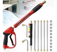 Lance Nettoyeur Haute Pression,Pistolet Nettoyeur Haute Pression,Pistolet Haute Pression,5000 psi Pistolet de nettoyage haute pression 6 extensions 3 tiges courbes,5 embouts,Pour lavage des voitures