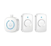 Lancoon Mini sonnette professionnelle sans fil avec alarme puissante et flash LED pour maison, appartement, entreprise (1 sonnette de porte, 2 boutons poussoirs)