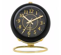 Lancoon Réveil analogique à quartz sans tic-tac, silencieux, simple, en métal, avec veilleuse, alimenté par piles, pour voyage, chambre à coucher, étagère, chevet, salon, horloge de bureau au design