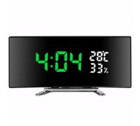 Lancoon Réveil numérique à LED avec grand écran incurvé de 15,2 cm, affichage de la température et de l'humidité, mode répétition 12/24 h, 3 luminosité réglables, horloge de bureau multifonctionnelle