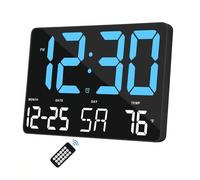 Lancoon Réveil numérique à LED avec température, date, répétition, télécommande, 4 niveaux de réglage de la luminosité, interrupteur ℃/℉ pour salon, chambre à coucher