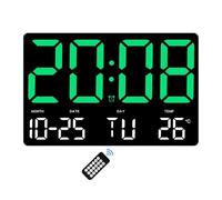 Lancoon Réveil numérique avec télécommande, température, date, répétition, montage mural, 4 niveaux de réglage de la luminosité, interrupteur ℃/℉ pour salon, chambre à coucher