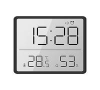 Lancoon Thermomètre Hygromètre Numérique, Petit Réveil LCD avec Température Humidité 12/24 Heures ℃/℉ Support de Batterie pour Maison Étudiants Bureau