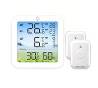 Lancoon Thermomètre hygromètre numérique pour réfrigérateur avec design magnétique 2 capteurs sans fil rétro-éclairage alarme de température pour réfrigérateur intérieur extérieur