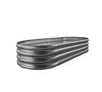 Land Guard Kit de lit de Jardin surélevé galvanisé, bacs de Jardin surélevés en métal galvanisé, Plates-Bandes ovales en métal pour légumes, 2,4 x 1,5 m (Gris)