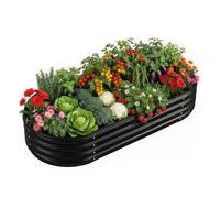 Land Guard Kit de lit de Jardin surélevé galvanisé, jardinière, boîtes de Jardin surélevées pour extérieur, Ovale Grand métal pour légumes (Gris)