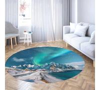 LANDERSION Tapis Northern Light 120cm Tapis Rond Lavable antidérapant résistant Taches pour Chambre Salon Facile Nettoyer sous Table