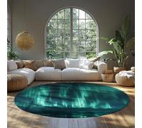 LANDERSION Tapis Rond Northern Lights 80cm Tapis Circulaire Aurora Area Vue lac pour Salon Sol antidérapant intérieur Lavable entrée