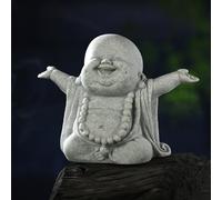 Landical Statues de Bouddha en grès - Statue de Moine Zen priant - Sculptures d'ornement pour Richesse et Chance - Décoration Feng Shui, décoration de Maison, Bureau, Voiture (Bouddha Rieur)
