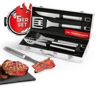 LANDMANN Set d'outils pour grillades dans un coffret en aluminium - 5 pièces en acier inoxydable 12099